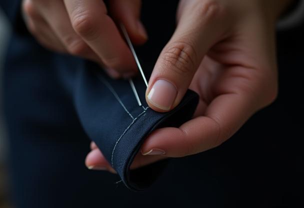 Tailor altering a sleeve detail