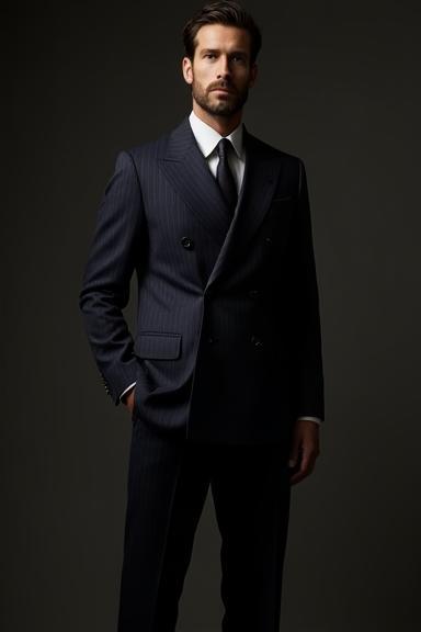 Man in a tailored double-breasted suit