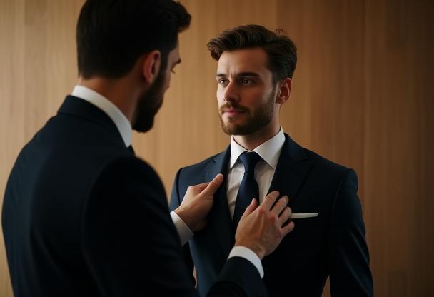 Man being fitted for a wedding suit